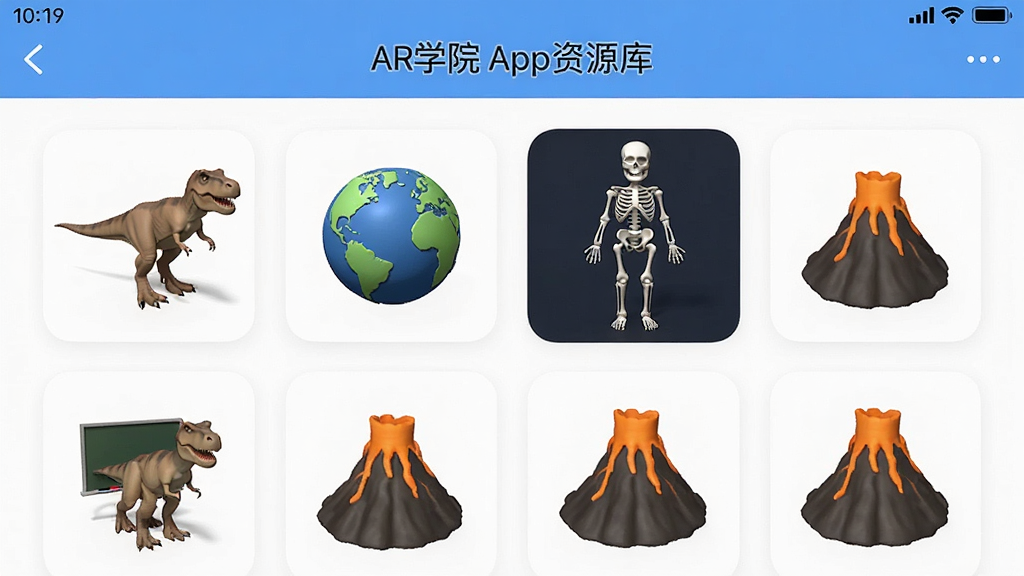 һ��չʾARѧԺApp��Դ������ͼƬ����Ļ�����������ſ��������������������ɽ��3Dģ��ͼ�꣬����ɾ����࣬���Ϊ������App��ƣ�ϸ�����������ʸɾ����޶���Ԫ��