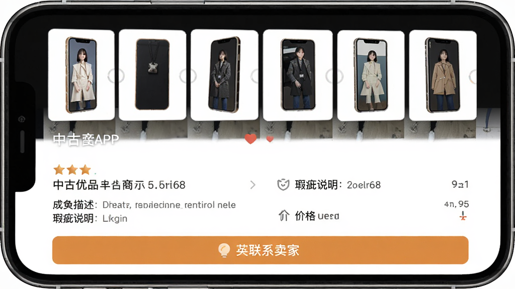 �й���ƷAPP��Ʒ����ҳ������չʾ�ֻ���Ļ���й���ƷӦ�õ���Ʒ������棬��������Ʒ��Ƕ�ʵ��ͼ�ֲ����·��г�ɫ������覴�˵�����۸���Ϣ���ײ�����ϵ���Ұ�ť�����沼�������������ʵ���ţ����ʸɾ��޶���Ԫ��