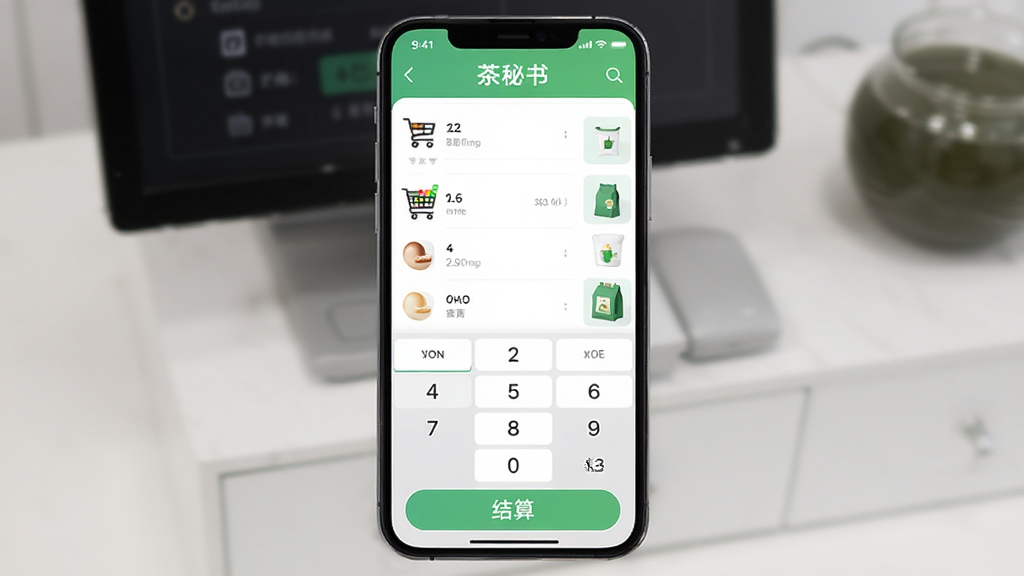 ������App����̨���棬�ֻ���Ļ��ʾ���ﳵ�б������ּ��̣��ײ��н��㰴ť���Ҳ��п����Ʒͼ�����У�������ɫ������ɫ������������������ִ���࣬���ʸɾ��޶���Ԫ�أ�����UIչʾͼ
