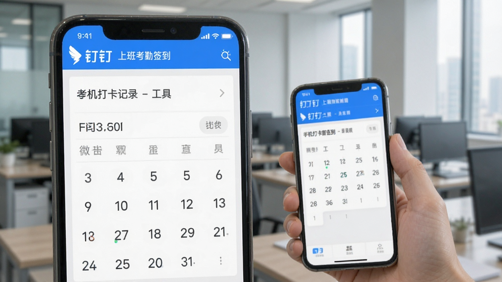 上班考勤签到-手机打卡记录工具 钉钉企业微信考勤记录查询界面配图