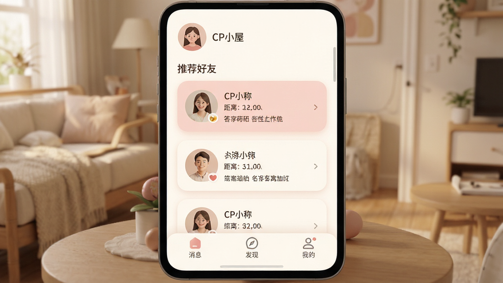 CPС�� ����������չʾ�����岼�ּ����ˬ��������ʾ�û�ͷ����ǳƣ��м����Ƽ����ѿ�Ƭ�б���ÿ�ſ�Ƭ����ͷ���ǳơ�����͸���ǩ�����ײ�Ϊ��Ϣ�����֡��ҵ���������ѡ�����ɫ��ů�׺͵���Ϊ���������ܰ�ִ���ϸ��Բ�󣬻��ʸɾ��������޶���Ԫ��