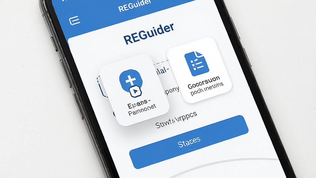 一张展示REGuider权限设置引导页面的场景图,手机屏幕显示权限开启步骤,有悬浮窗权限和应用列表权限的图标,界面简洁明了,蓝白配色,风格现代扁平,细节清晰,画质干净无多余元素