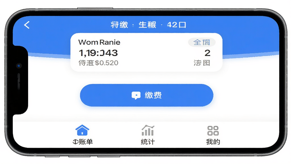 �츮ͩ�ùܼ�APP����ɷ�ҳ����ֻ������ͼ��������ʾˮ��ȼ����ҵ�ѽ�����ڣ�����������Ϊ��ɫ����������ʾ�����˵����м��ǽɷѰ�ť���ײ�Ϊ�˵���ͳ�ƺ��ҵ�����ѡ������岼�����������ֱ�ǩ��ȷ������ִ���ƽ��ϸ��Բ�󣬻��ʸɾ����޶���Ԫ��