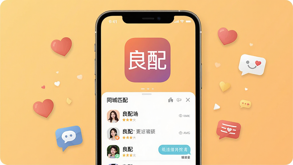 һ���ֻ���Ļչʾ���棬���������ǡ����䡹App��Logo��Logo�·���ʾͬ��ƥ���б�������Ի�����Χ�����Ű��ĺ��������ݵ�ͼ�꣬��������ܰ��ůɫ������ƽ��UI��Ʒ��ϸ�����������ʸɾ����޶���Ԫ��