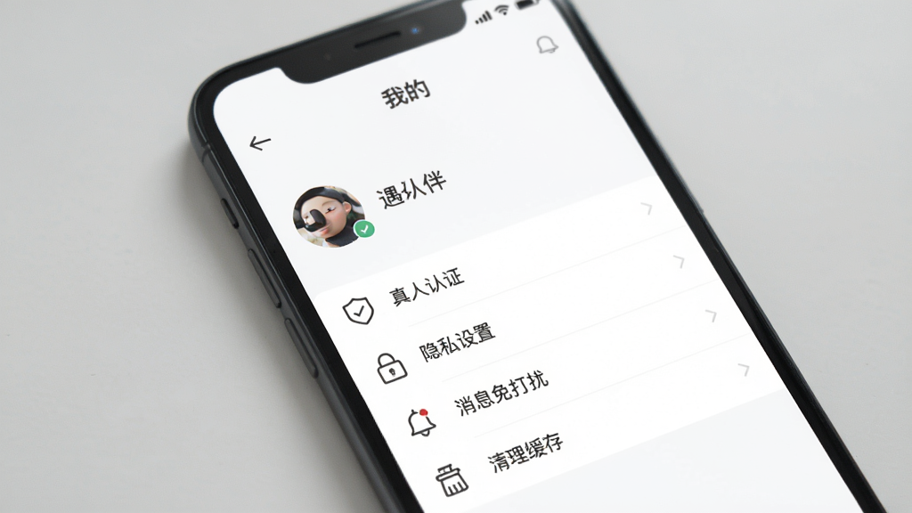 �ֻ���Ļչʾ�����顱App�ġ��ҵġ�ҳ�棬������Բ��ͷ����ǳƣ��·��������С�������֤������˽���á�����Ϣ����š����������桱�Ȳ˵�������࣬��ɫ������ͼ��Ϊ���Է��ɫ��ͳһ��UI��Ƹ壬���壬�����������޶���Ԫ��