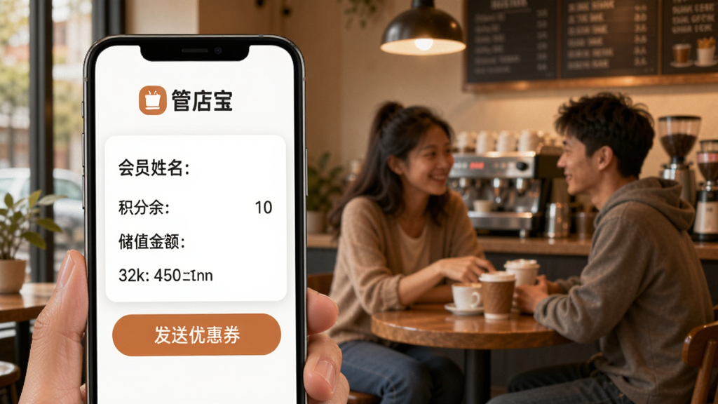 �ܵ걦��Ա��������չʾͼ���ֻ���Ļ��ʾһ����Ա��Ϣ��Ƭ����Ƭ���С��ܵ걦��Logo����Ա��������������ֵ������Ϣ�����ɼ����·��С������Ż�ȯ���İ�ť����������ܰ�Ŀ��ȵ껷�����й˿��ڽ�̸������ɫ����ů��������У�����ϸ�壬ͻ����Ա�����ı���ԡ�
