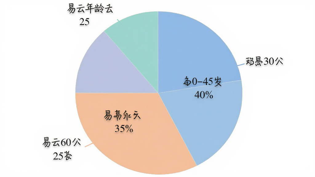 易租云用户年龄分布饼状图,图表展示20-30岁占35%、30-45岁占40%、45-60岁占25%,配色柔和,数据标签清晰,背景干净,风格简洁,画质清晰,无多余元素