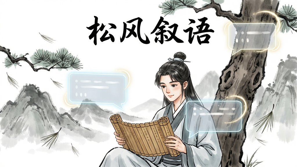 ��������Ϊһλ���Źŷ糤�������������������·��������ǰ�����Ű�͸�������ֶԻ��򣬱�����ˮī����ɽ����Ʈ������룬���ֲ������Ĺ�ͼ������ռ�ݻ������²����Ϸ����״���ë������д�š��ɷ���������Ϊ����������ˮī�ֻ�磬ϸ������������������Ի����Ե��΢����Ч�����ʸɾ����޶���Ԫ�ء�