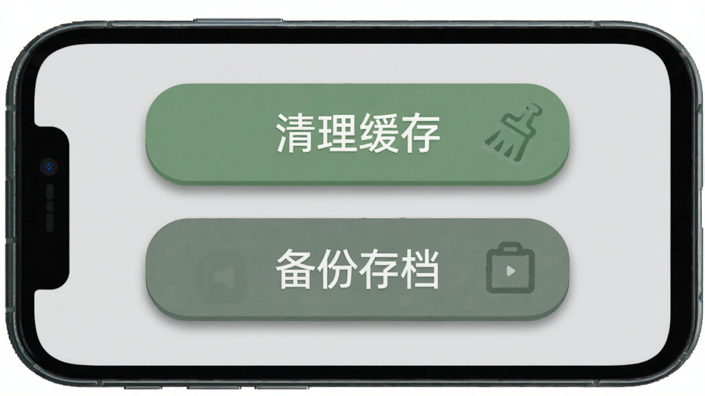 ����������һ���ֻ���Ļ��ʾ����Ϸ���ý��棬�������С��������桱�͡����ݴ浵��������ť������Ϊ�������У�������ǳ��ɫ�����Ϊ����UI���ͼ��ϸ���ϰ�ť��Բ����Ӱ���������������ʸɾ����޶���Ԫ�ء�
