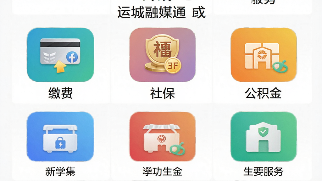 ��ͼ��ʾ�ʣ�����չʾ���˳���ýͨ��App�ı��������棬����Ϊ�Ź���ͼ�����У��������ɷѡ������籣�����������𡱵����ֱ�ǩ�����������ϸ����ͼ��ɫ���������������������廭�ʸɾ��޶���Ԫ�ء�