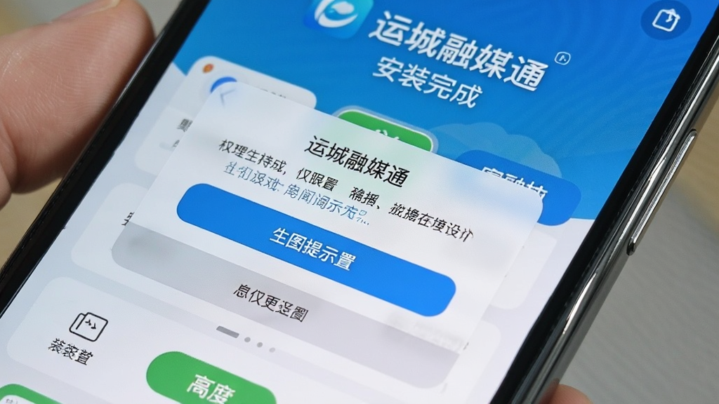 ��ͼ��ʾ�ʣ�����չʾһ���ֻ���Ļ�ϵ���Ȩ�����õ����������ǡ��˳���ýͨ��App�İ�װ��ɽ��棬����Ϊ��д��ͷ�����дʵ�̷̳磬ϸ���ϵ�����ť�������ֻ���Ե�й������廭�ʸɾ��޶���Ԫ�ء�