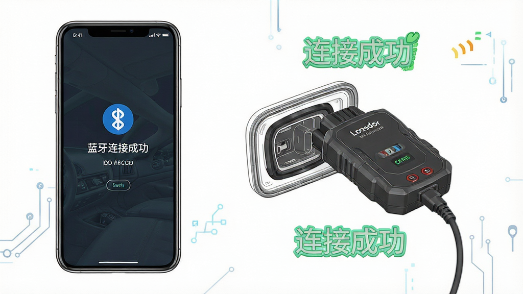 Lonsdor ��������OBD�豸����ʾ��ͼ���ֻ���Ļ��ʾ�������ӳɹ����棬�Ա���OBD�豸���������ӿڵ��߿�ͼ���������С����ӳɹ�����ɫ��ʾ���֣������������Ű�ֱ�ۣ���ƽ���Ƽ����ϸ�ڸɾ��������������޶���Ԫ��