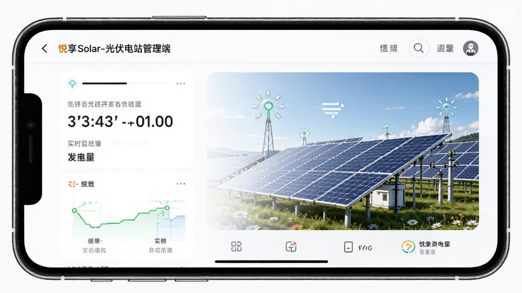 悦享Solar-光伏电站管理手机端实时监控发电量界面