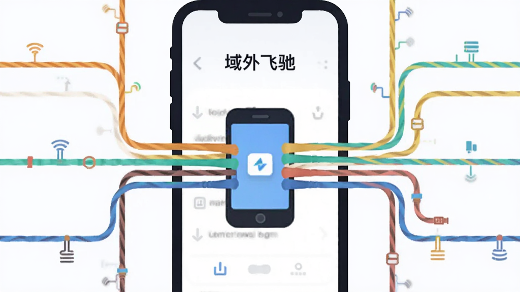 一张网络线路自动匹配示意图,画面主体是手机屏幕显示