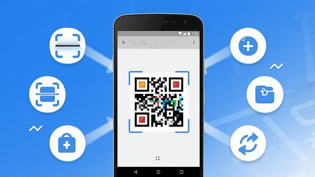 һ��չʾ����ά��ɨ�����ɡ��������Ĺ��ܵ�����ͼ������������һ����׿�ֻ����ֻ���Ļ����ʾ�ż���ɨ������һ�������ɵĲ�ɫ��ά�룬��Χ��һЩ����ɨ�衢���ɡ����桢������ͼ��Ԫ�أ���������ˬ�ִ���ɫ��������Ϊ�������ʸɾ��������޶�������Ԫ�أ�ͻ��������App��ʵ�ø�
