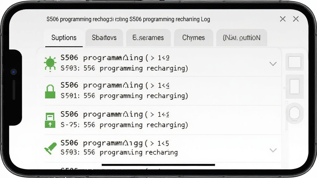 S506 programming recharging����־�����ͼ�������������ֻ���Ļ��ʾ��S506 programming recharging����־���ڣ��������Ϸ�Ϊ����ѡ����·�Ϊ������־�б���ÿ����־ǰ����״̬ͼ�꣬����Ǽ��򹤾߷磬ϸ������־���������ɱ棬����Ϊ���ף����ʸɾ��޶���Ԫ�ء�