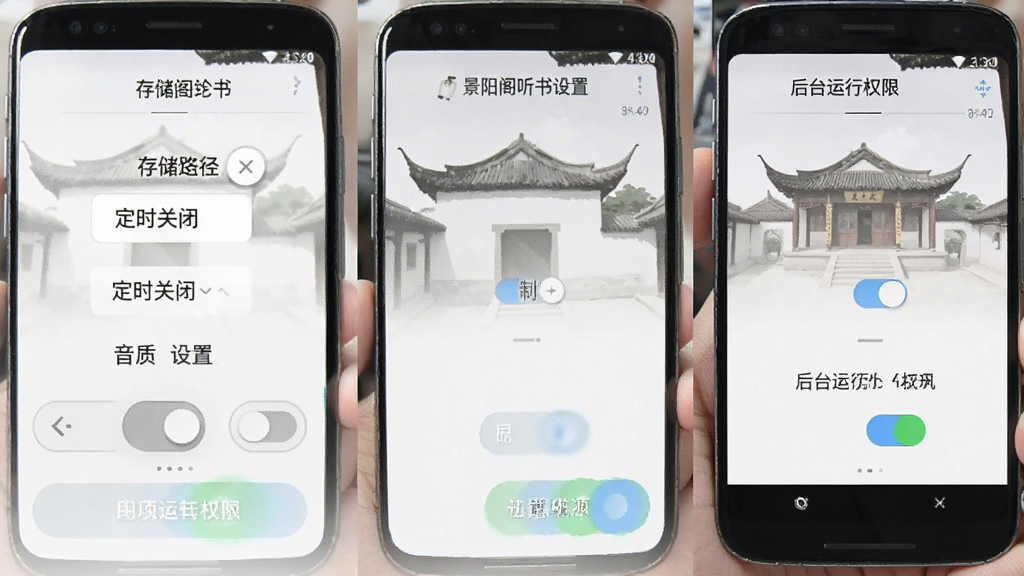 ��������������ҳ���ͼ���ֻ���Ļ��ʾ�洢·��ѡ�񡢶�ʱ�ر����á������л�ѡ��ͺ�̨����Ȩ�޿��أ������԰�ɫ��ǳ��ɫΪ������ť�������޹�棬���ʸɾ�