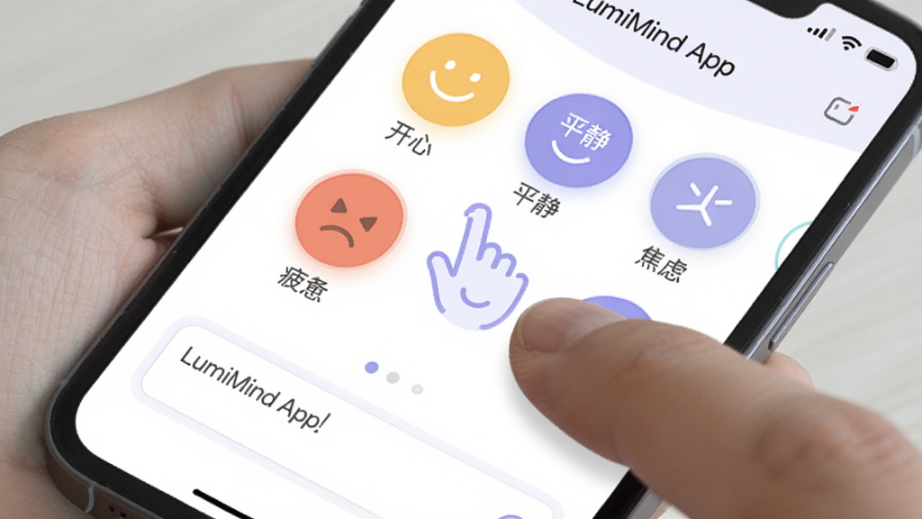 LumiMind App ��¼������д����ָ�������ͼ�꣬��Ļ��ʾ�����ġ���ƽ���������ǡ���ƣ������Բ��ѡ��·�����������򣬽����԰�ɫ�͵���ɫΪ��������Լ���£����ʸɾ����޶���Ԫ��