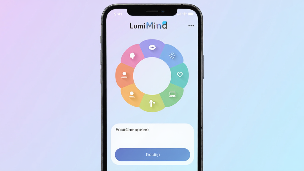 LumiMind ������¼���� App ������չʾ���ֻ���Ļ������ʾ��ͽ���ɫ������ѡ��Բ�����·��Ǽ������������ͱ��水ť������Ϊ����ɫ��ǳ��ɫ���䣬����ɾ��޹�棬����ִ���ƽ�������������޶���Ԫ��