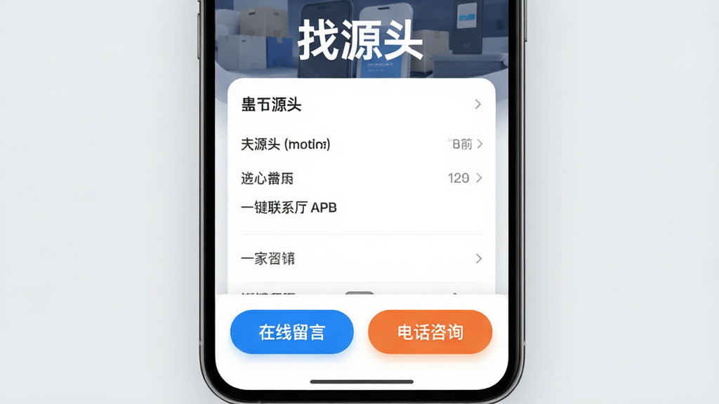 һ��չʾ����Դͷ��APPһ����ϵ���ҹ��ܵĽ��棬����Ϊ�ֻ���Ļ��������ʾ��������ҳ�ײ��С��������ԡ��͡��绰��ѯ��������ť����ť�����Ŀ�����ּ�࣬�������ϸ��Բ�󣬻��ʸɾ����޶���Ԫ�أ�����Ϊǳ��ɫ�������С���Դͷ�����֡�