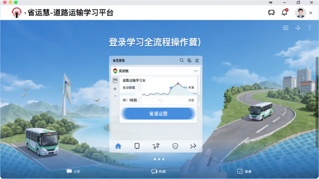 省运慧-道路运输学习平台登录学习全流程操作界面