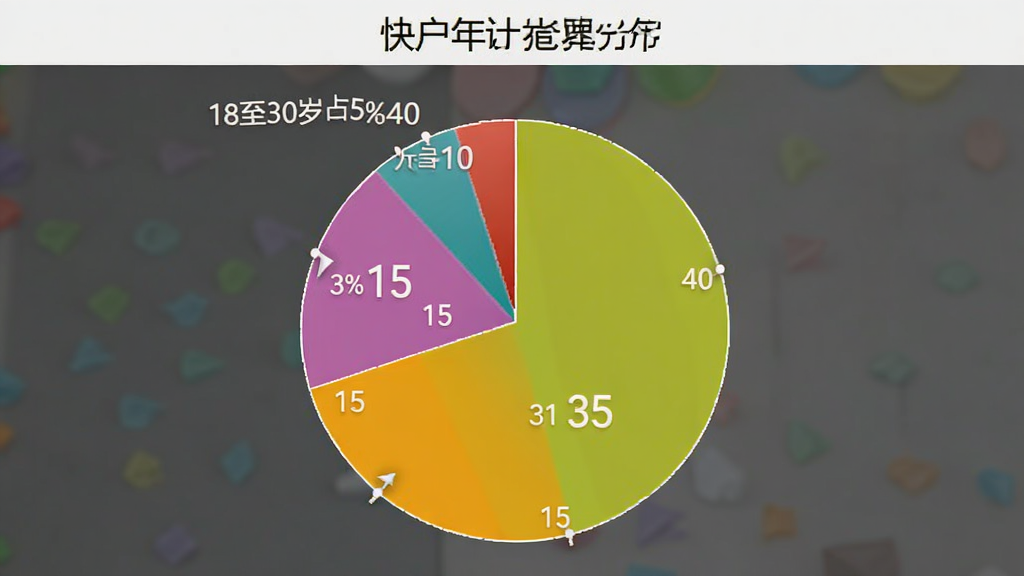 快红计算器 用户年龄分布饼状图 18至30岁占比百分之15 31至45岁占比百分之35 46至60岁占比百分之40 60岁以上占比百分之10 彩色图表 简洁数据可视化 高清画质