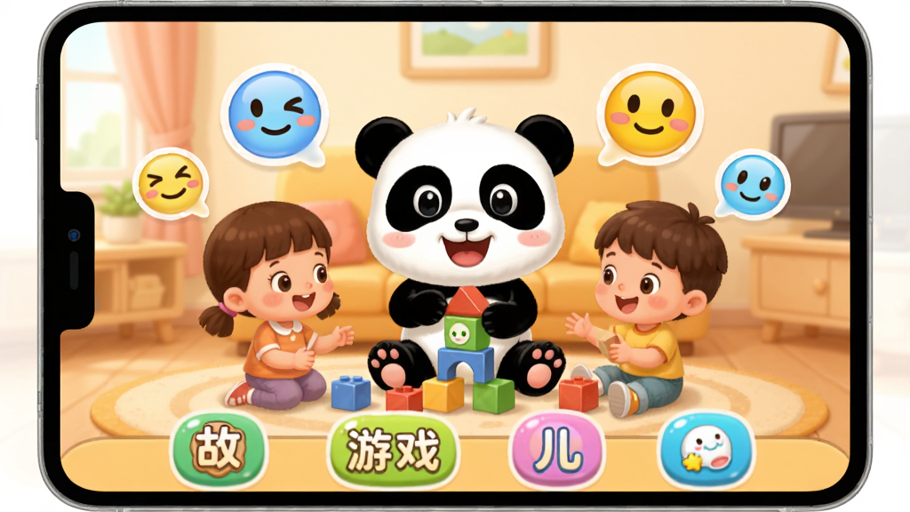������������App������չʾ��һ����ܰ�Ŀ�ͨ��ͥ�������������������Ǳ�����ʿ��־�Ե���è������ɫ����΢Ц�źͼ���С����һ�����ľ����Χ�����������������ݣ�����ײ��й��¡���Ϸ������Ȳ�ɫͼ�갴ť��������������ͣ�ɫ����ů��ϸ�ڷḻ�����廭�ʣ��ɾ��޶���Ԫ��