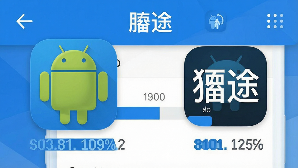 一张手机存储空间对比的示意图,画面左侧显示一个臃肿的安卓应用图标,占用空间条几乎填满,右侧显示“貔途”应用图标,占用空间条很短,背景是手机内存管理界面,带有“貔途”文字标识,界面设计简洁,采用蓝白配色,有清晰的数字对比标注,风格直观数据化,画质干净,无多余元素