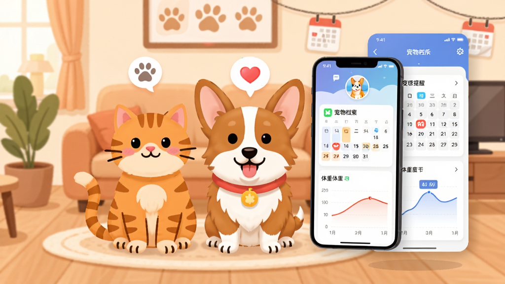 ������App������չʾ������������һֻ�ɰ�����è��һֻ�»�Ȯ�������ţ��Ա��������ֻ���Ļ����Ļ����ʾ���ﵵ����Ƭ������������������������ͼ����������ܰ�ľӼҿ������������ֲ������ҷ��������Ϊ����廭���Ҳ�Ϊ���ܽ���չʾ�����Ϊ��ƽ����ͨ�廭��ϸ�ڰ���צӡͼ�ꡢ�������ݺ�����С�Ҽ������������ɾ��޶���Ԫ��