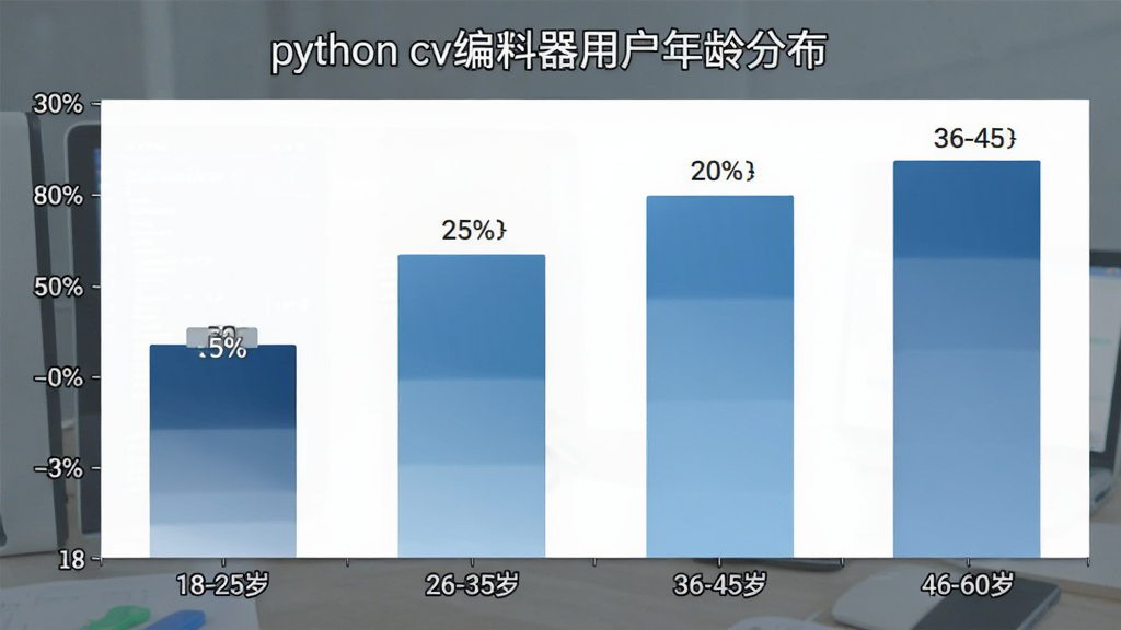 һ��չʾpython����������û�����ֲ�����״ͼ���������ĸ�����ε��������ݣ����ֺ���Ϊ18-25�ꡢ26-35�ꡢ36-45�ꡢ46-60�꣬����Ϊ�û�ռ�Ȱٷֱȣ��Ű������ˣ���������ƽ����ϸ����������ɫΪ������ɫ��������ע����ٷֱ����֣����ʸɾ��޶���Ԫ��