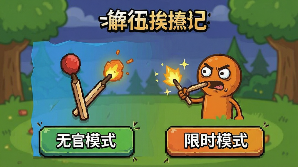 小火柴挨揍记-休闲解压小游戏 无尽模式与限时模式选择界面