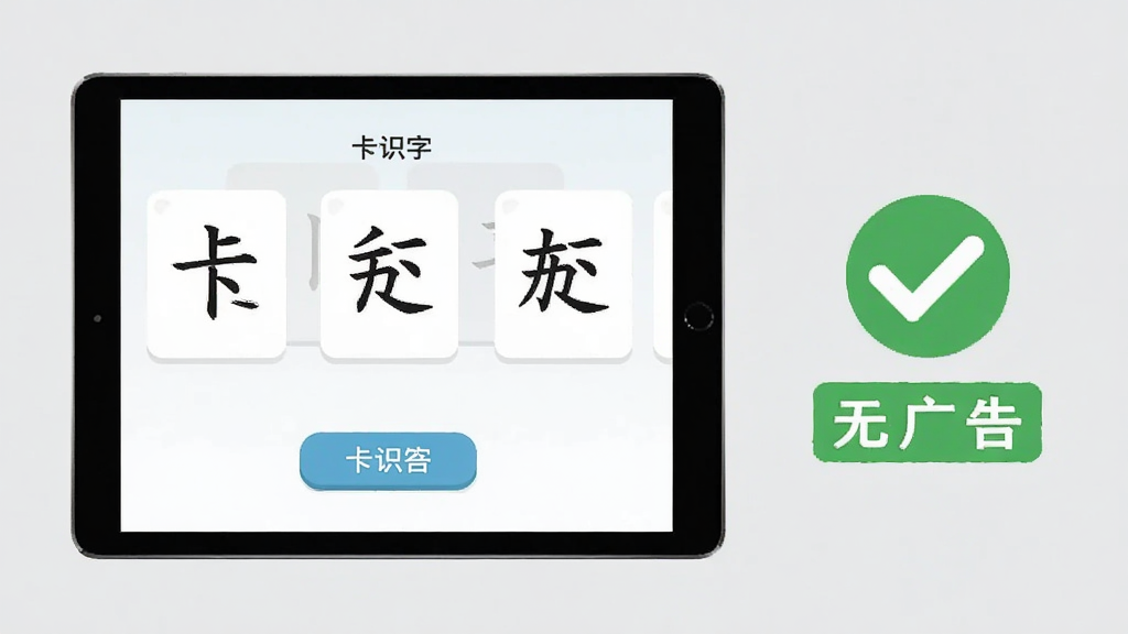 �׿�ʶ��App�޹�洿������չʾͼ����������һ��ƽ�������Ļ����Ļ����ʾ�׿�ʶ�ֵ���ҳ��ֻ�к��ֿ�Ƭ�͹��ܰ�ť��û���κι�����򵯴�����Ļ�Ա���һ����ɫ��ͼ��͡��޹�桱���ֱ�ǩ������Ϊǳ��ɫ��������ִ������ָɾ��������������޶���Ԫ��