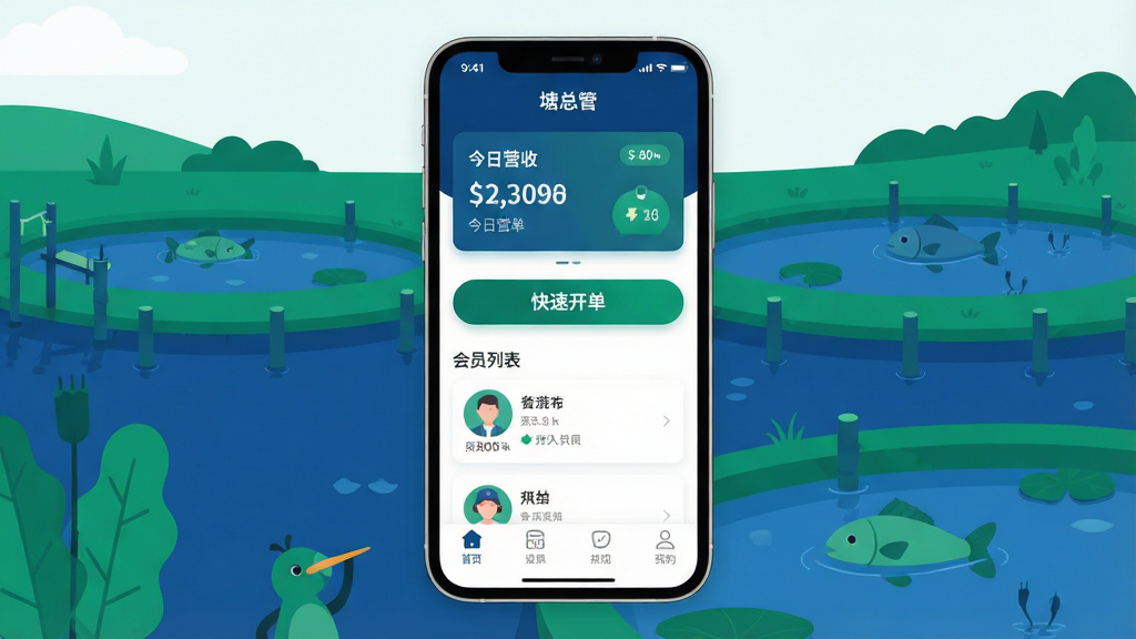 һ�ű�ƽ�������ֻ�Ӧ�ý���չʾͼ������������һ���ִ������ֻ�����Ļ����ʾ�����ܹܡ�Ӧ�õ���ҳ����ҳ�����ǽ���Ӫ�����ݿ�Ƭ���м��ǿ��ٿ�����ť�ͻ�Ա�б����ײ����ĸ�������ǩ�������ǻ��������Ĳ廭Ԫ�أ�ɫ���������ʹ���Ϊ�������ɾ���ˬ��ϸ��Բ�󣬻����������޶���Ԫ��