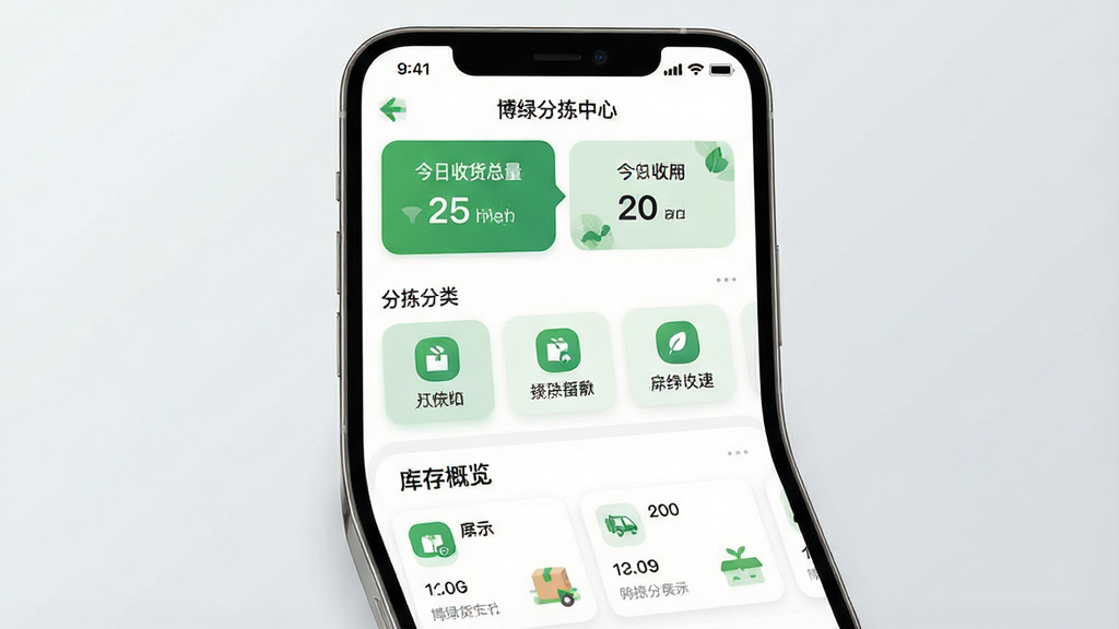 һ��չʾ���̷ּ�����App���Ľ��������ͼ������Ϊһ�������ֻ�����Ļ��ʾ���̷ּ�����App����ҳ�����ְ������������ջ��������м�ּ�����ݰ�ť���ײ���������Ƭ���Ű�������������ִ���ƽ����ϸ���ϰ�ťԲ��ͼ��ֱ�ۣ����ʸɾ��������޶���Ԫ�أ�����Ϊǳ��ɫ���䣬ͻ����ɫ��������ɫ��