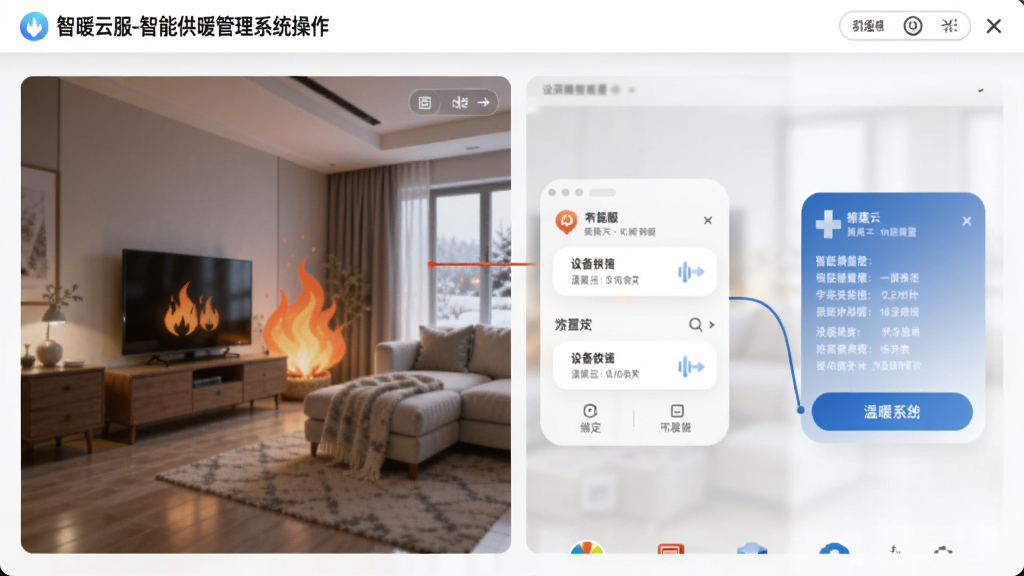 智暖云服-智能供暖管理 系统操作界面截图 设备绑定与温控设置全流程