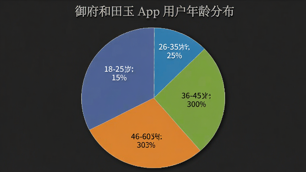 一张饼状图展示“御府和田玉”App用户年龄分布,图中显示18-25岁占比15%,26-35岁占比25%,36-45岁占比30%,46-60岁占比30%,布局为圆形饼图,风格为数据统计类,细节上各扇区颜色区分明显,标注清晰,排版干净,画质清晰,无多余元素。