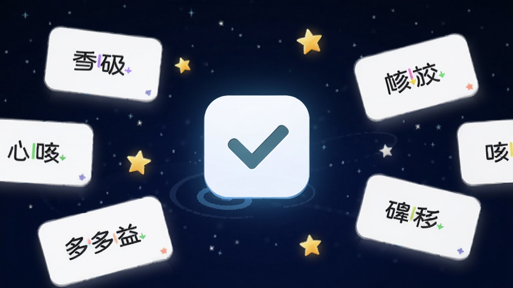 �������APP������ģʽ���棬��Ļ������һ��������ɵĹ�ѡͼ�꣬��Χ���������ֿ�Ƭ�����ǣ�����������ɫ�ǿգ����Ƽ��У����ʸɾ��޶���Ԫ��
