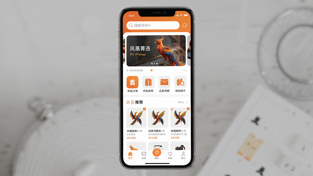 һ��չʾ���ݼѡ�̳�app��ҳ����ϸͼƬ���������ֻ���Ļ��ʾ�̳���ҳ���棬���ֶ���Ϊ���������ֲ�ͼ���м�����Ʒ����ͼ����Ƽ���Ʒ�б����ײ�Ϊ���������Ű��������򣬷���ִ���Լ��ϸ������ƷͼƬ��������ťԲ����ɫ�Գ�ɫ�Ͱ�ɫΪ�������ʸɾ��޶���Ԫ�أ����������֡�