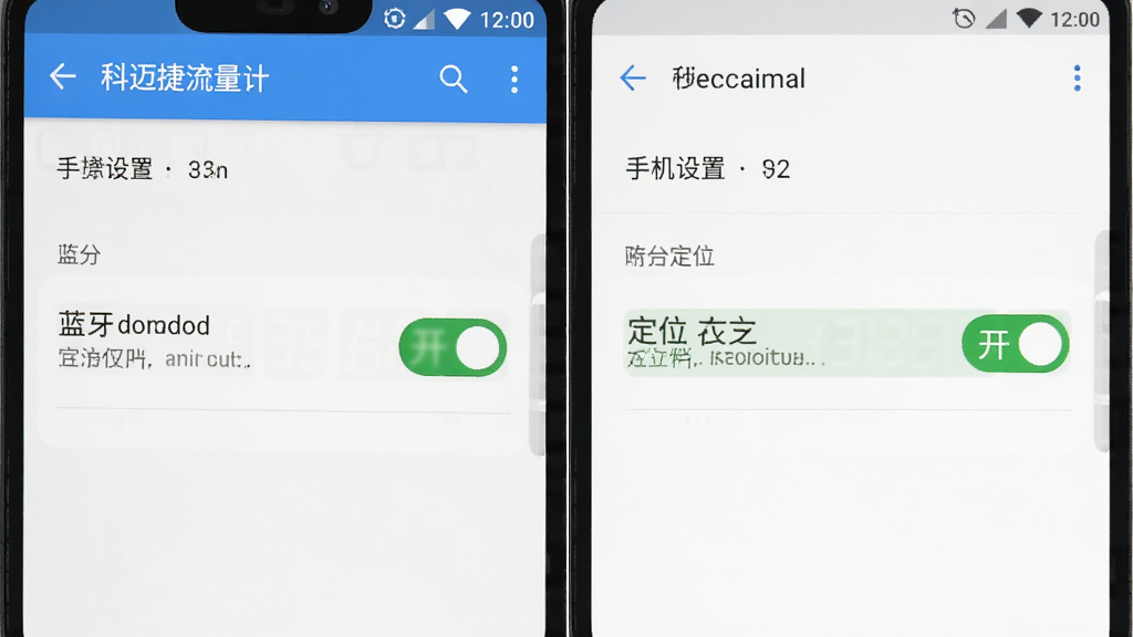 科迈捷流量计 手机设置权限界面 蓝牙和定位权限开启状态 安卓系统设置截图 干净清晰 中文界面