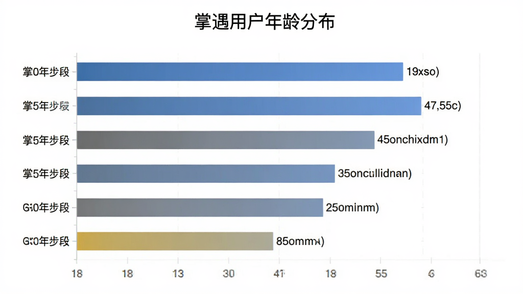 掌遇用户年龄分布柱状图,主体为18-60岁不同年龄段人数占比,布局为横向柱状图,排版清晰,风格简约,细节数据标注明确,画质干净无多余元素,图表标题为