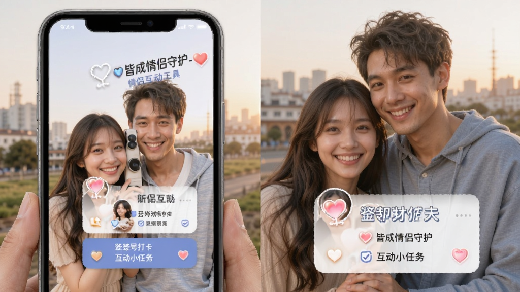 皆成情侣守护-情侣互动工具 签到打卡和互动小任务页面