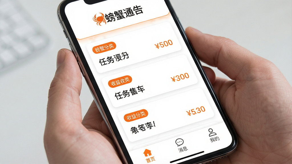һ���ֻ���Ļչʾ�зͨ��APP�����棬���涥����ʾ���зͨ�桱����logo���м��������б���Ƭʽ���֣�ÿ����Ƭ���з����ǩ��������ײ�����������ҳ����Ϣ���ҵ�����ͼ�꣬����������ˬ���׵����ɫ��׺�����ʸɾ��޶���Ԫ��