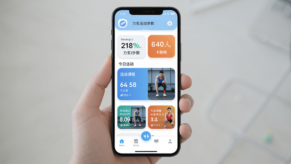 �����˶� Ӧ�ý���չʾ ����Ϊһ����׿�ֻ���Ļ ��Ļ����ʾ�����˶�App������ ���ֶ�����ʾ�����˶����������Ŀ�·�� �м�Ϊ�˶��γ��Ƽ���Ƭ �ײ�Ϊ������ �Ű������� ����ִ���ƽ�� ϸ��Բ��ͼ�� ���ʸɾ��޶���Ԫ��