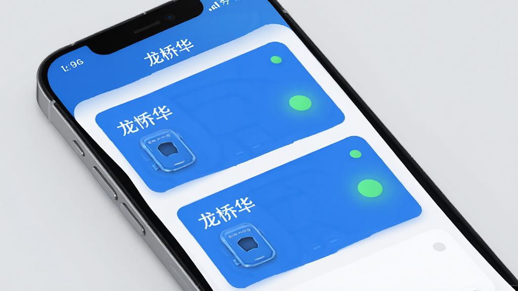 龙侨华APP多设备管理界面展示图,主体为一部手机屏幕,画面中显示两个不同小区门禁设备的卡片式列表,每个卡片配有小区名称和在线状态指示灯。布局清晰,风格简约现代,背景为浅灰色,色彩以蓝白为主,细节精致,画质高清,无多余元素。