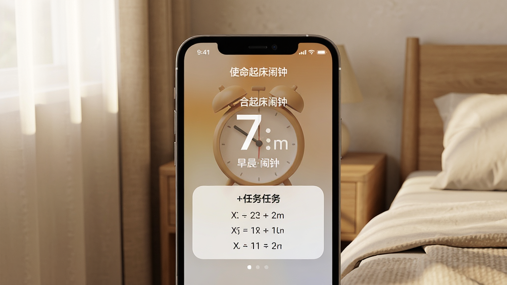 һ���ֻ���Ļ��д����Ļ�����ǡ�ʹ�������ӡ�App�������棬��ʾ���糿7�������ʱ�䣬�·���һ����ѧ������򣬱�������ܰ�����Ҵ�ͷ�񳡾�����ͳ���Ӵ�����϶͸�룬���дʵ�ɾ������������޶���Ԫ��