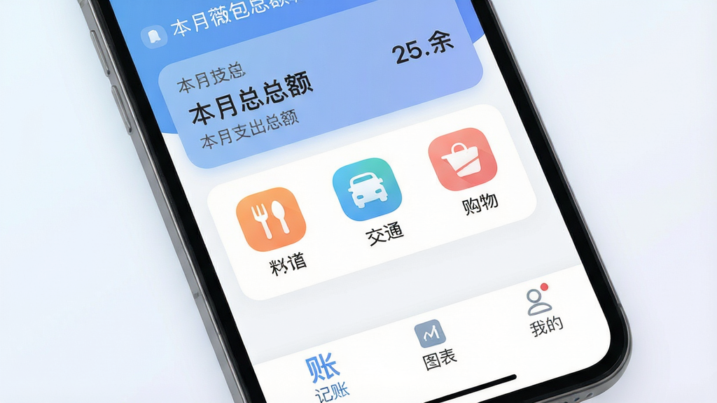 һ���ֻ���Ļ��д�����������ǡ�ޱǮ����App�������棬������Ƽ�࣬����͵�������ɫΪ����������ʾ����֧���ܶ�ͽ��࣬�м��������ķ���ͼ�����������ͨ������ײ��Ǽ��ˡ�ͼ�����ҵ�����ѡ��������Ǹɾ���ǳɫ���䣬�������ִ���ƽ��ͼ��Բ�󣬻��������ɾ��޶���Ԫ��