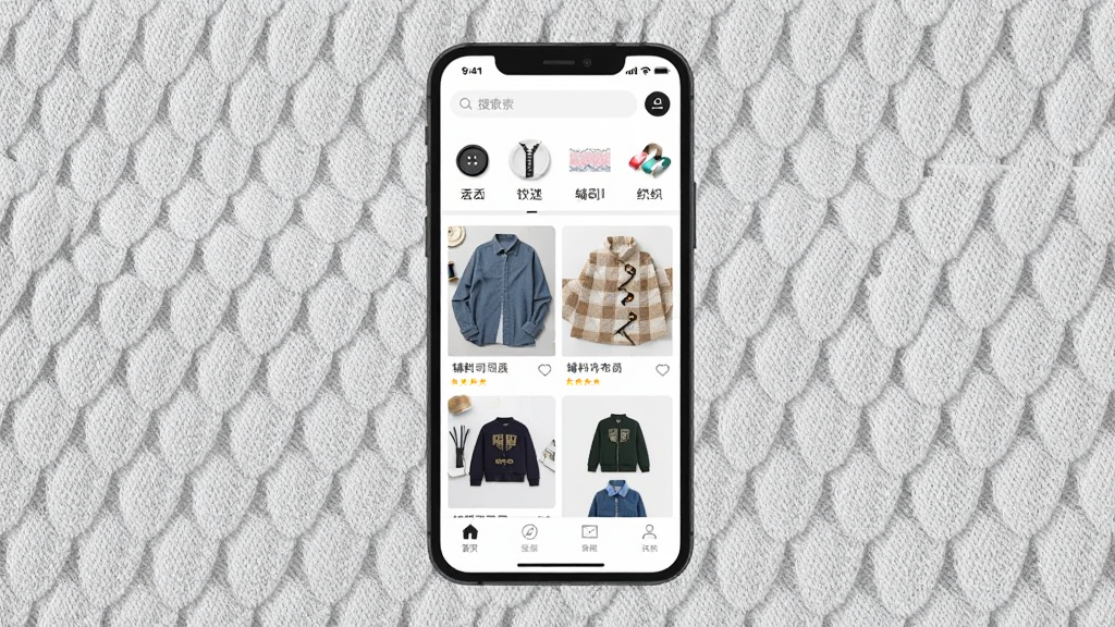 ����˾APP������ȫòչʾ���ֻ���Ļ���У�������ǳ��ɫ��֯��������Ļ����ʾ����˾��ҳ�������������·�����ͼ����Ŧ�ۡ����������ߡ�֯�����м��Ǹ�����Ʒ�ٲ���ͼƬ���ײ�����������������ִ���ƽ�����ʸɾ��޶���Ԫ��