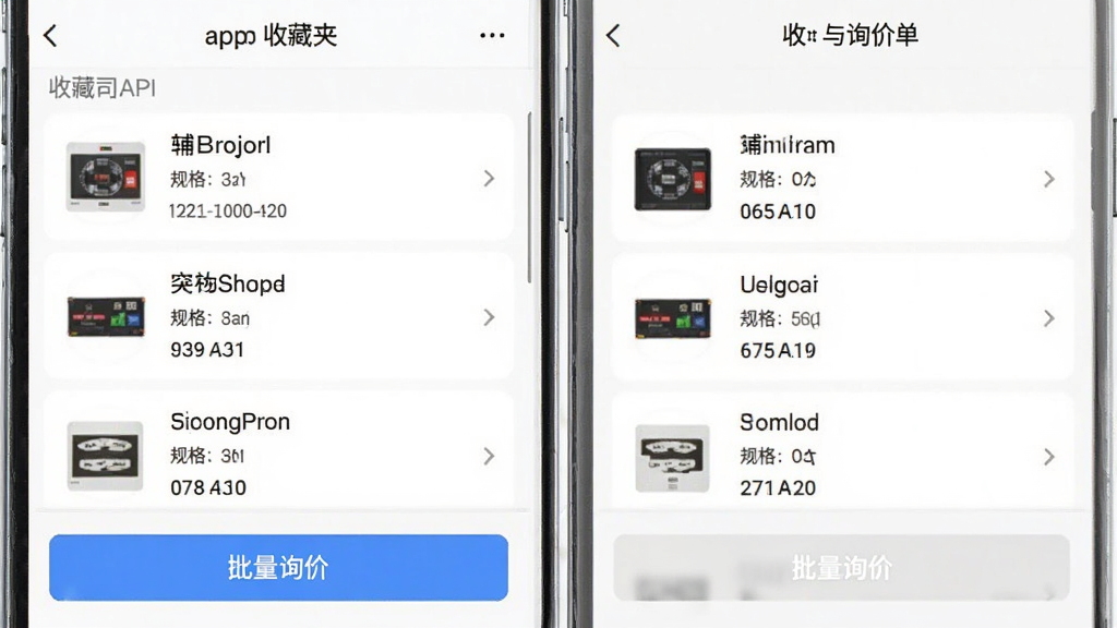 ����˾APP�ղ���ѯ�۵����棬�ֻ���Ļ��ʾ�ղؼ��б���ѯ�۵��б���ÿ����Ʒ������ͼ�����ơ���񣬵ײ�������ѯ�۰�ť���������࣬ǳɫ��������������