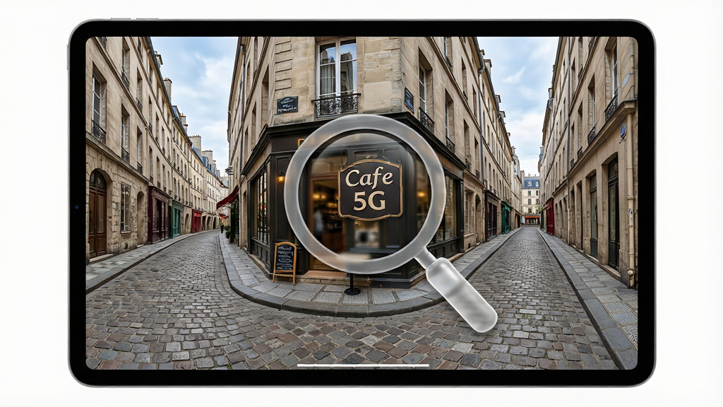 һ��չʾ�����ȫ��5G��ͼ��ȫ��־����ܵ�ͼƬ������������һ��ƽ����Ժ�����ʾ����Ļ�г�����һ��ŷ�޷����ʯ��ֵ�ȫ��������������һ����͸���ķŴ�ͼ�����ھ۽�һ�ҽֱ߿��ȹݵ����ƣ�������ƽ��ռ���Ӿ����ģ����дʵ�Ҵ��пƼ��У�ϸ���Ͻֵ�͸�Ӹ�ǿ�ң�ɫ�ʻ�ԭ��ʵ�����ʸ��壬�ɾ��޶���Ԫ�ء�