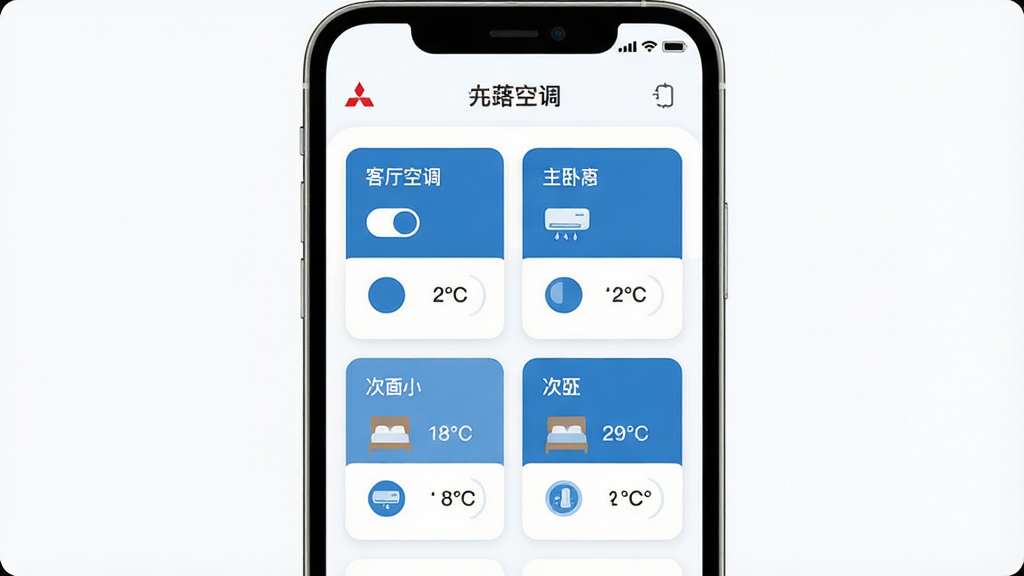 һ��չʾ�������ܿյ�3���豸������������ʾ��ͼ��������һ���ֻ���Ļ����ʾ�������Ŀյ���Ƭ����Ƭ�ϱ�ע�ſ��������ԡ����Ե����ƣ�ÿ����Ƭ�п��غ��¶���ʾ��������������ɫΪ������������������ִ���ƽ��ϸ��Բ�󣬻��ʸɾ����޶���Ԫ�ء�